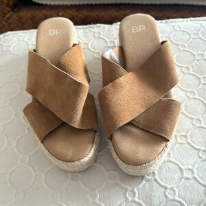 Wedge espadrille sandals.